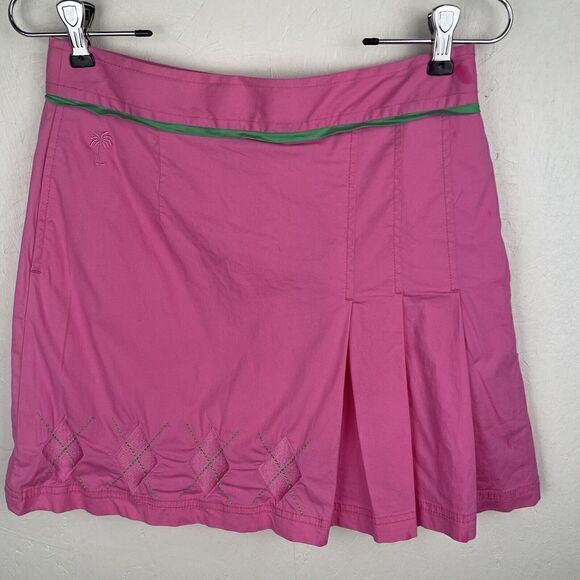 Lilly Pulitzer Vintage Y2K Pink Green Argyle Pleated Skort Golf Cotton Sz‎ 2 / S - Picture 6 of 9